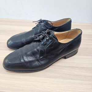 Gravati Shoes Mens 9 42 Black Italian Derby Leather Apron Toe Blucher Luxe ITALY